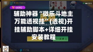 辅助神器“微乐斗地主万能透视挂”(透视)开挂辅助脚本+详细开挂安装教程-第3张图片