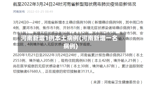 河南新增1例本土病例(河南新增一名病例)