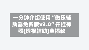 一分钟介绍使用“微乐辅助器免费版v3.0	”开挂神器{透视辅助}全揭秘-第2张图片