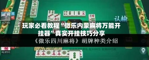 玩家必看教程“微乐内蒙麻将万能开挂器”真实开挂技巧分享-第3张图片