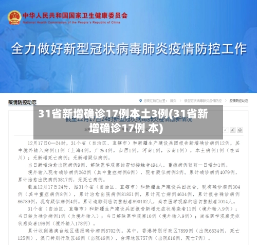 31省新增确诊17例本土3例(31省新增确诊17例 本)