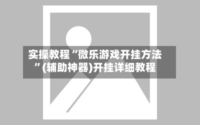 实操教程“微乐游戏开挂方法”(辅助神器)开挂详细教程-第2张图片