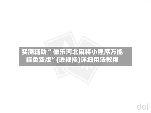 实测辅助“ 微乐河北麻将小程序万能挂免费版”(透视挂)详细用法教程-第2张图片