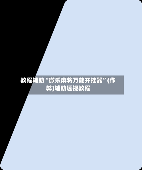 教程辅助“微乐麻将万能开挂器”(作弊)辅助透视教程-第2张图片