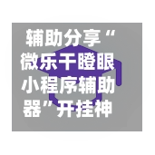 辅助分享“微乐干瞪眼小程序辅助器”开挂神器{透视辅助}全揭秘-第3张图片