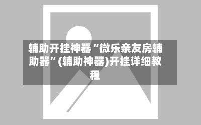 辅助开挂神器“微乐亲友房辅助器”(辅助神器)开挂详细教程-第3张图片