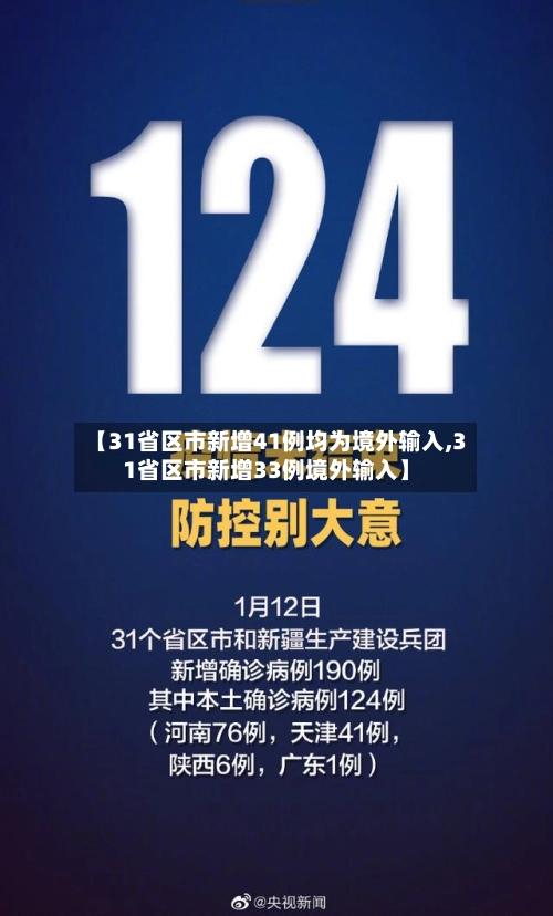 【31省区市新增41例均为境外输入,31省区市新增33例境外输入】-第2张图片