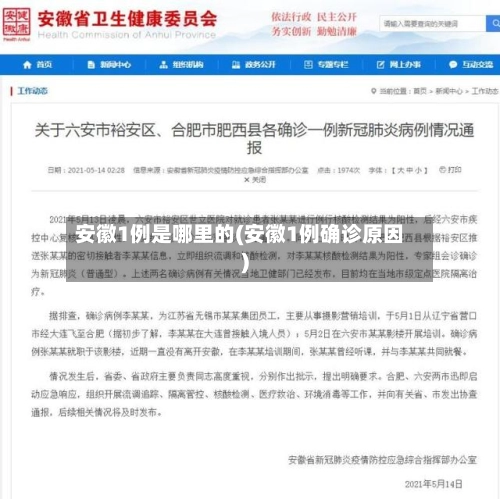 安徽1例是哪里的(安徽1例确诊原因)